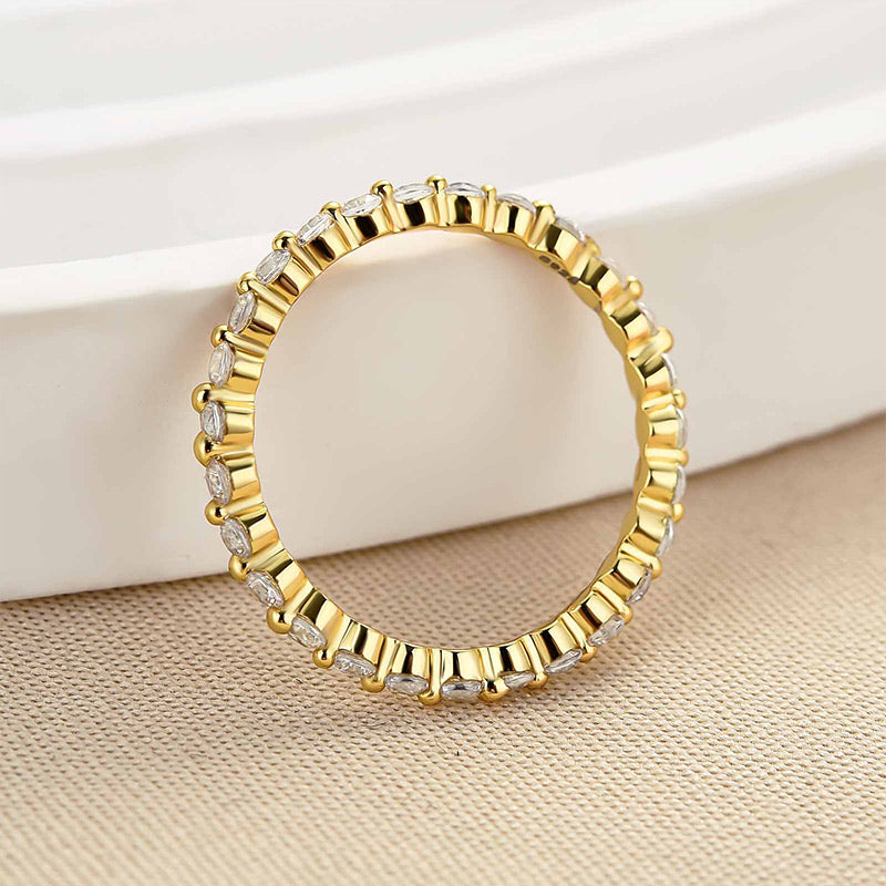 925 Silver Tri-Gold Plated Eternity Band with 1.0ct Simulated Diamonds
