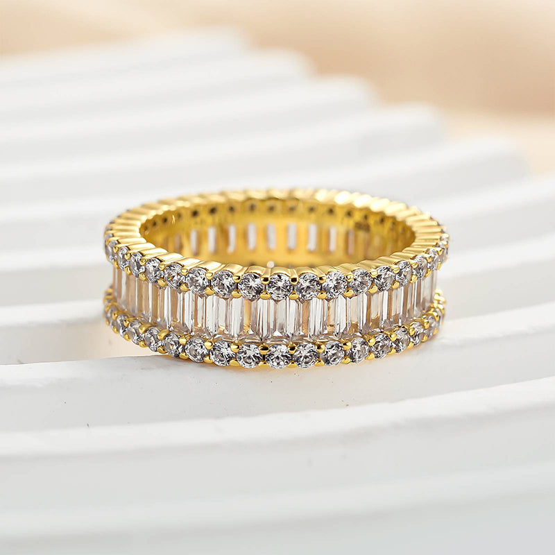 925 Sterling Silver Wedding Band with 6.0 Carat Sona Simulated Diamonds