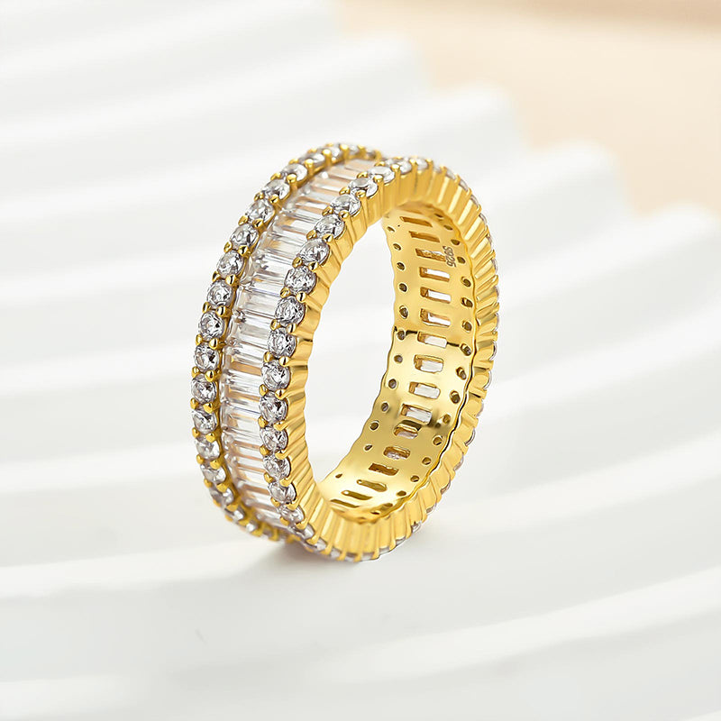 925 Sterling Silver Wedding Band with 6.0 Carat Sona Simulated Diamonds