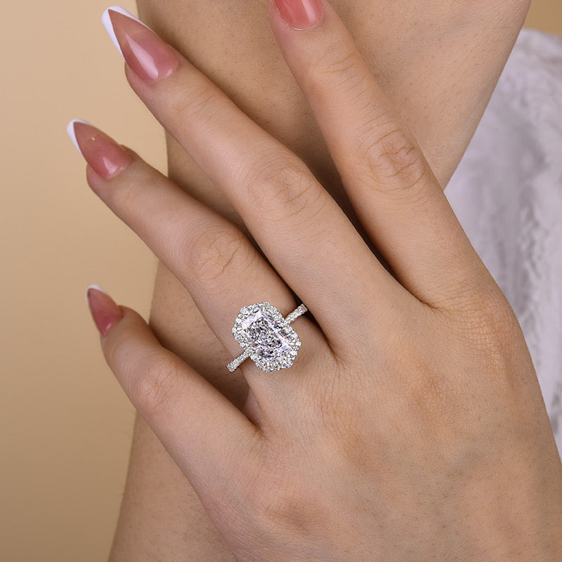 3.5 Carat Radiant Cut Halo Diamond Ring