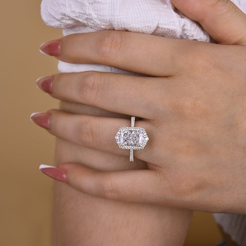 3.5 Carat Radiant Cut Halo Diamond Ring