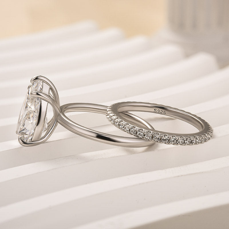 4.0ct Pear Cut Diamond Ring - Dual Gold Plated
