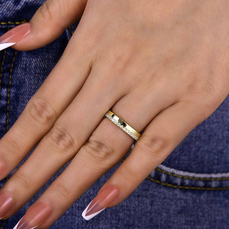 0.5Ct Round Cut Wedding Band - 925 Silver Yellow/White Gold
