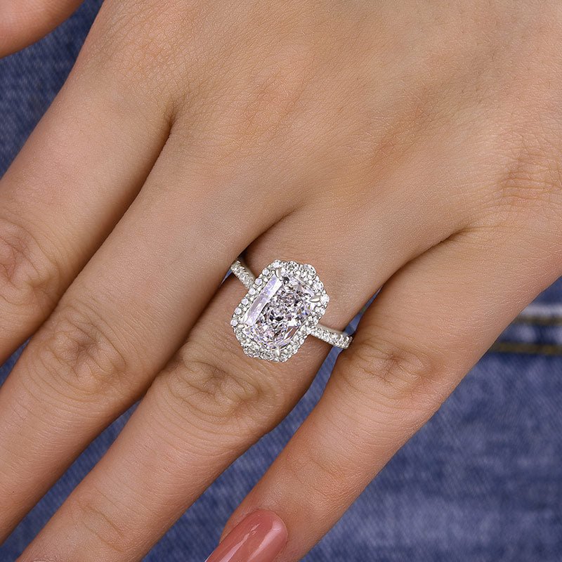 3.5 Carat Radiant Cut Halo Diamond Ring