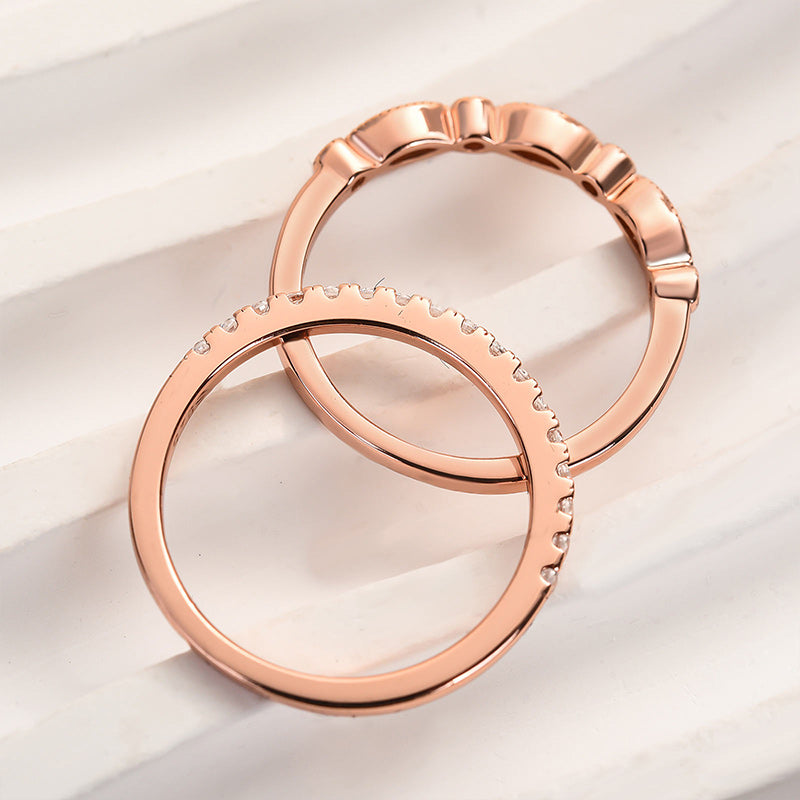 Stackable 1.2ct Diamond Wedding Band – White & Rose Gold