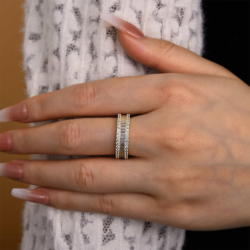 925 Sterling Silver Wedding Band with 6.0 Carat Sona Simulated Diamonds