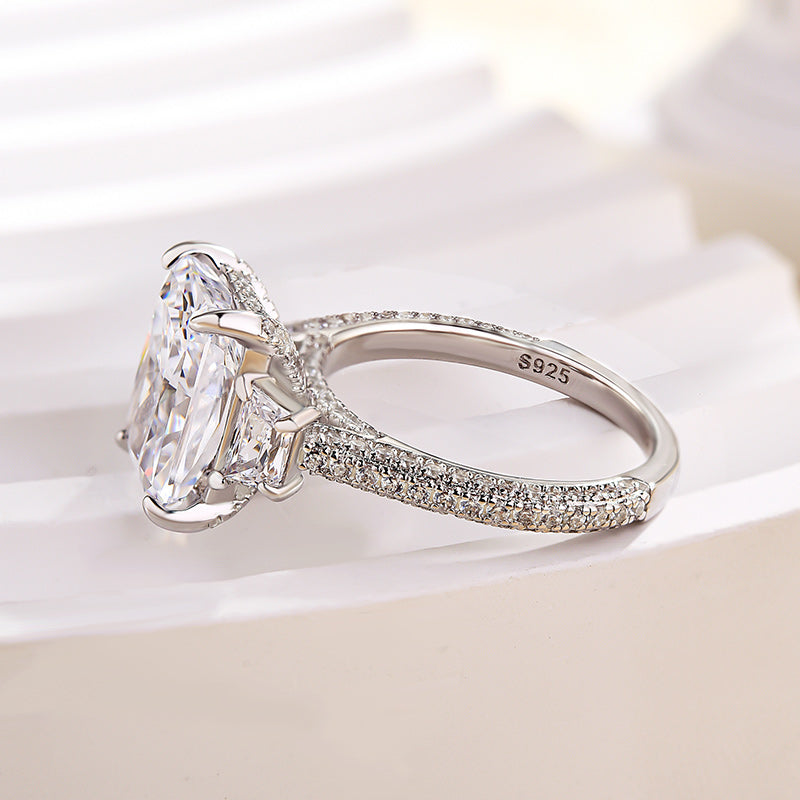 Luxury White Gold Plated Radiant Cut Diamond Ring