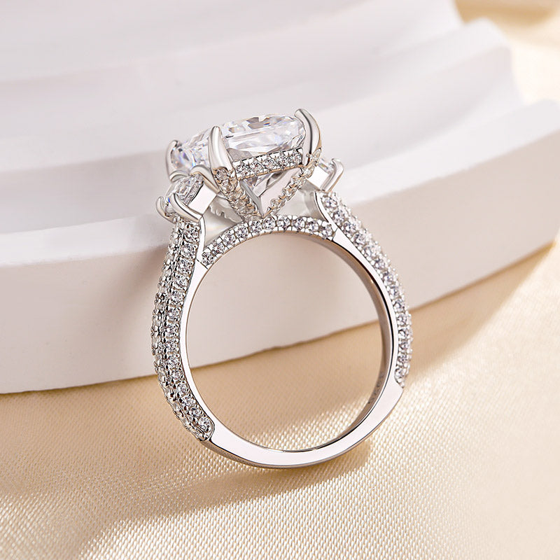 Luxury White Gold Plated Radiant Cut Diamond Ring