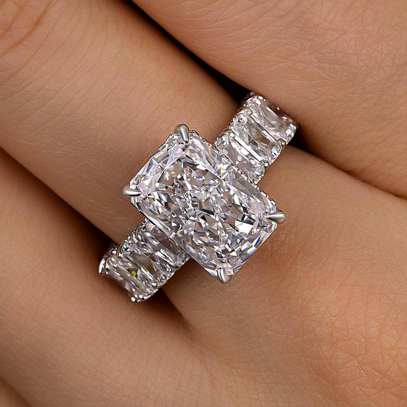 5 Carat Radiant-Cut Simulated Diamond Halo Engagement Ring