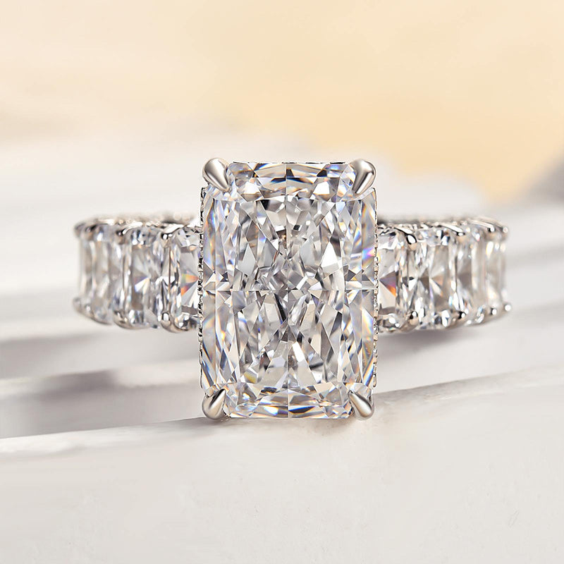 5 Carat Radiant-Cut Simulated Diamond Halo Engagement Ring