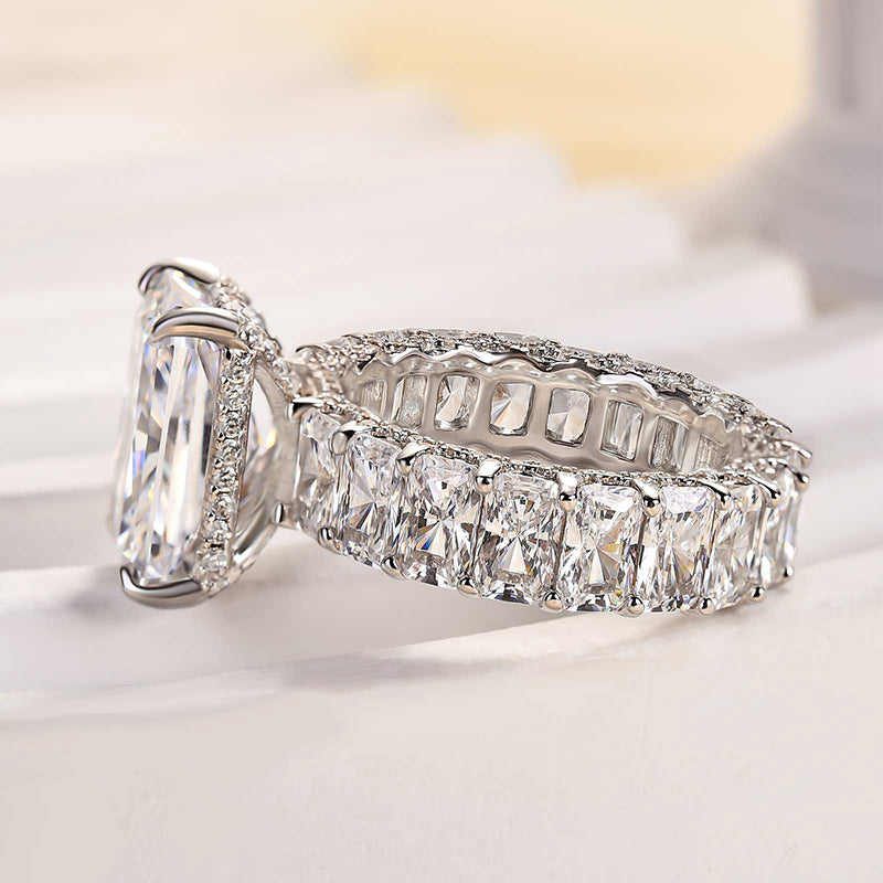 5 Carat Radiant-Cut Simulated Diamond Halo Engagement Ring