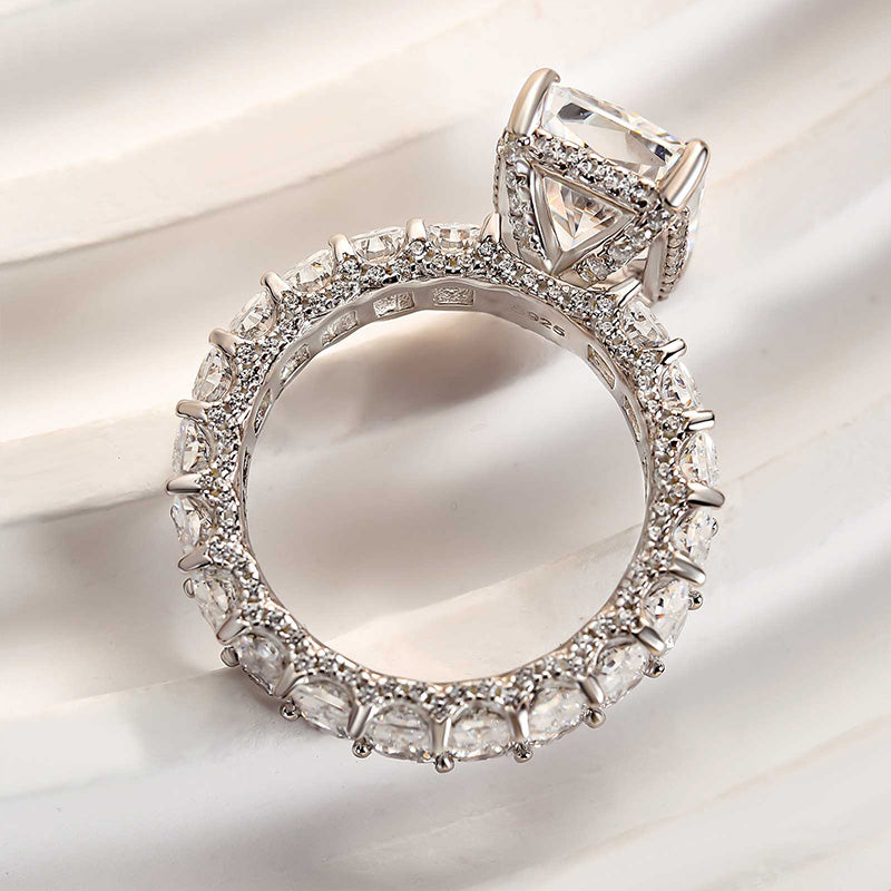 5 Carat Radiant-Cut Simulated Diamond Halo Engagement Ring