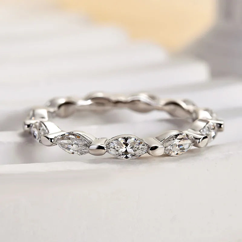 925 Silver Two-Tone 1ct Marquise Diamond Band