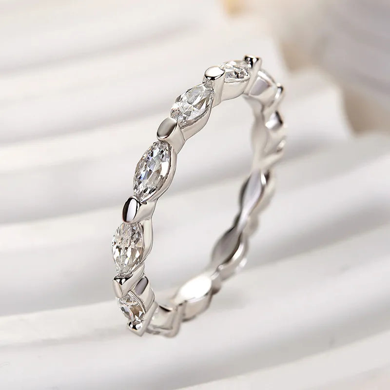 925 Silver Two-Tone 1ct Marquise Diamond Band