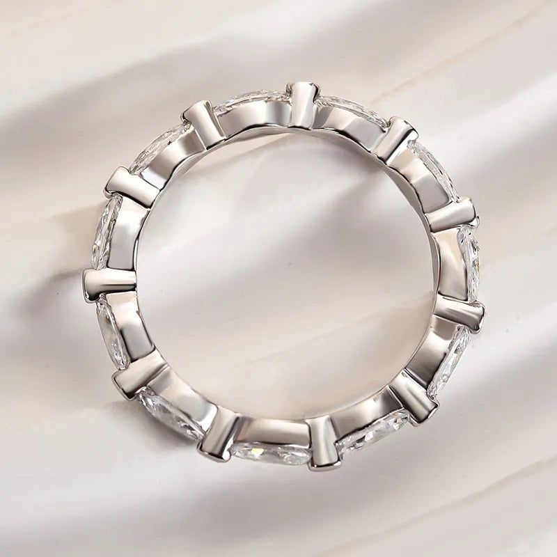 925 Silver Two-Tone 1ct Marquise Diamond Band