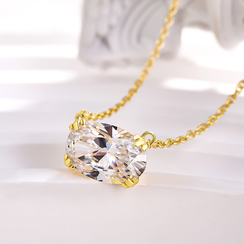 Timeless Simulated Diamond Necklace in 18K Yellow Gold Plated Silver