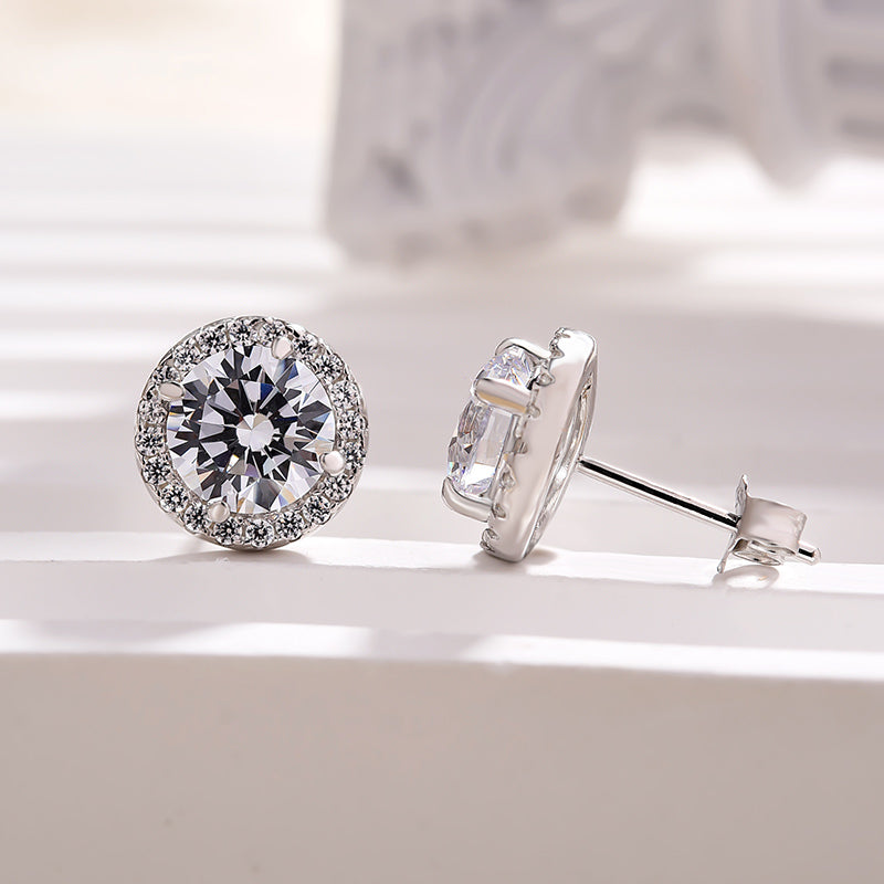 1.25 Carat Round Simulated Diamond Earrings in Sterling Silver