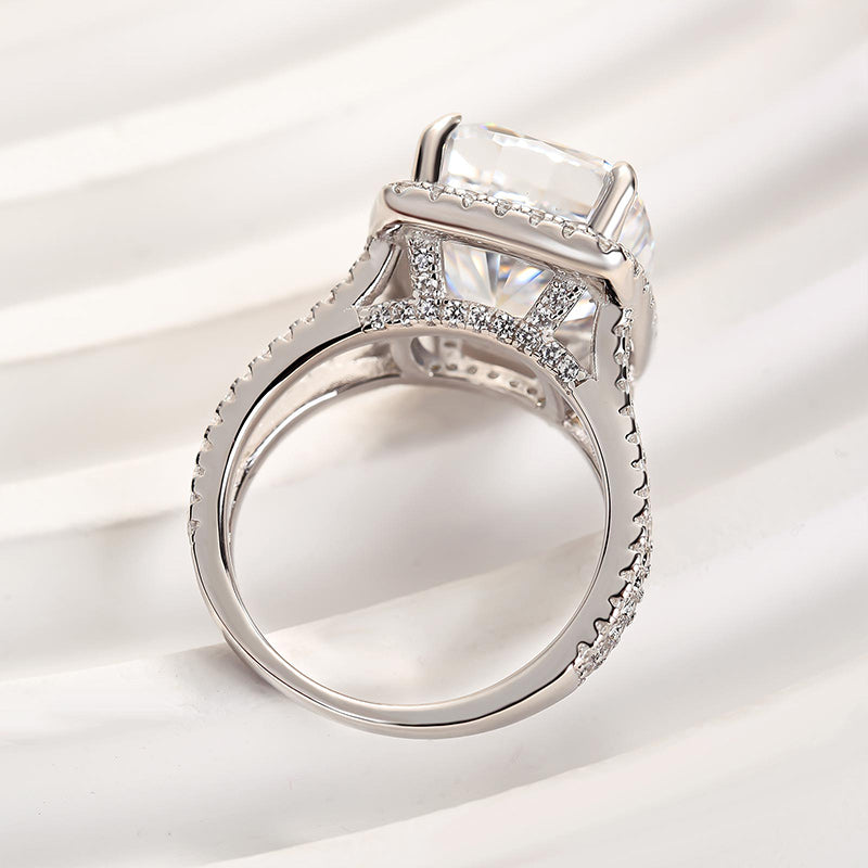 9.0ct Cushion Cut Diamond Ring – White Gold Plated Sterling Silver
