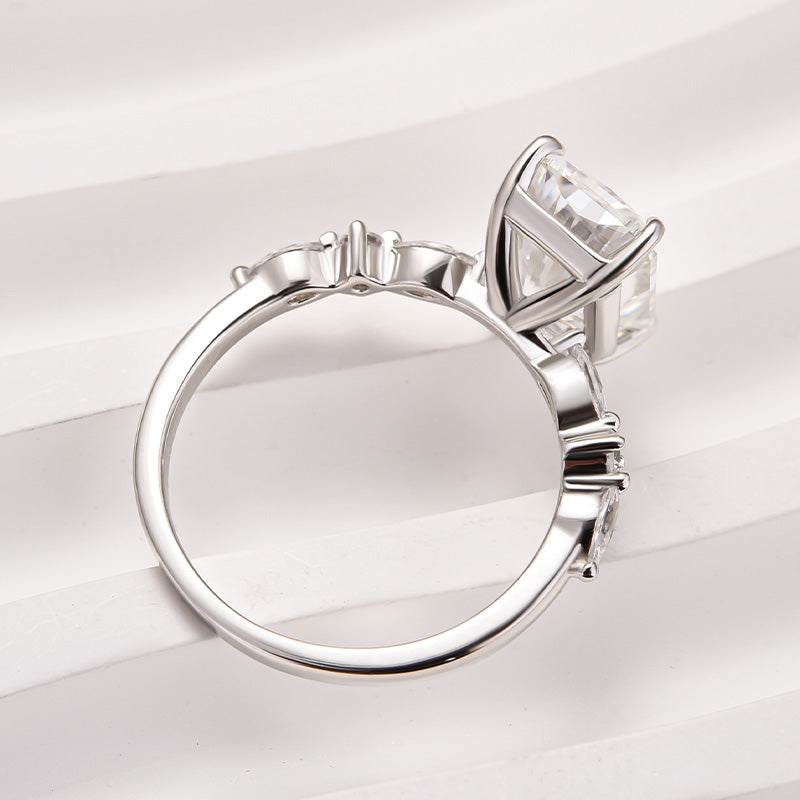 3.5CT Radiant Cut Moissanite Engagement Ring – 925 Silver 18K White Gold