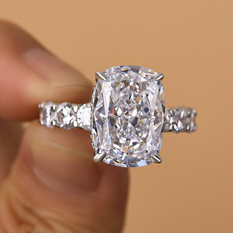 9.0 Carat Cushion-Cut Simulated Diamond Engagement Ring