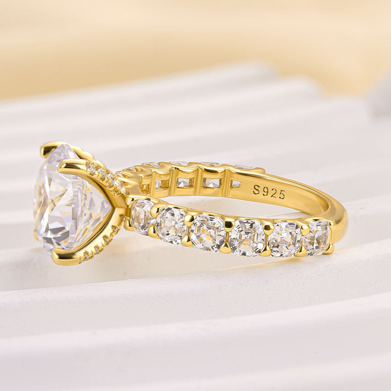 4.0 Carat Round-Cut Simulated Diamond Halo Engagement Ring
