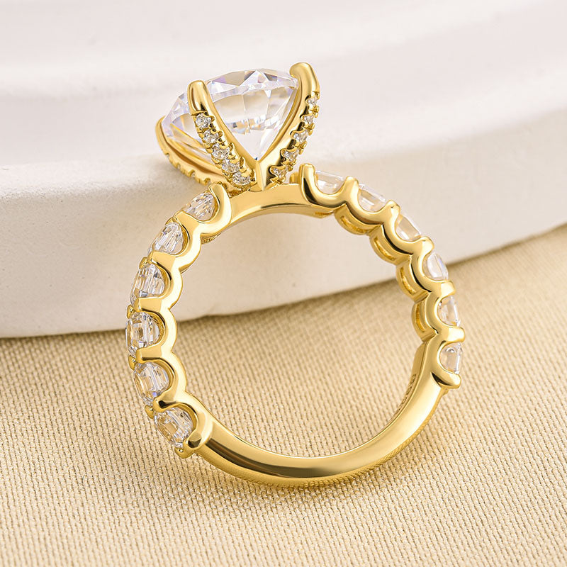 4.0 Carat Round-Cut Simulated Diamond Halo Engagement Ring