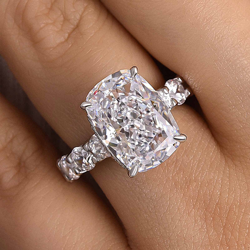 9.0 Carat Cushion-Cut Simulated Diamond Engagement Ring