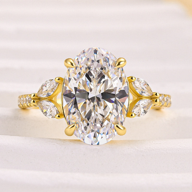 4.0ct Oval Diamond Ring with Mixed Cut Side Stones