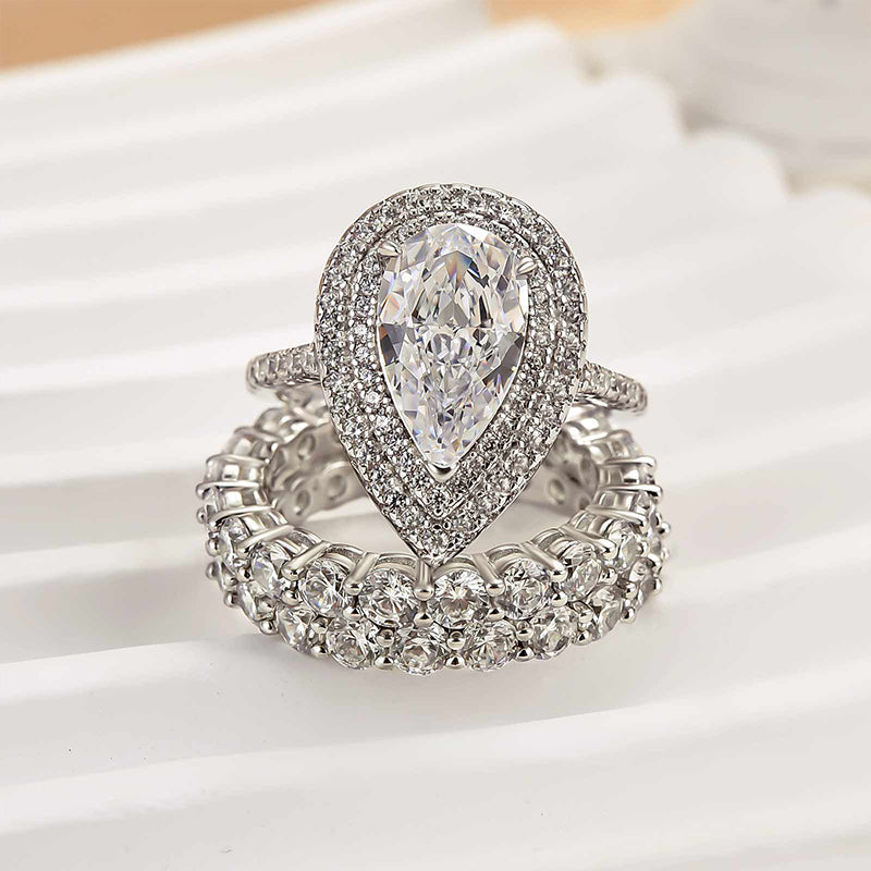 Juego de 3 diamantes talla pera de 3,0 ct - Doble oro