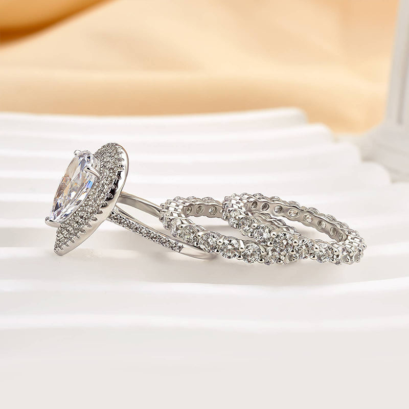 Juego de 3 diamantes talla pera de 3,0 ct - Doble oro