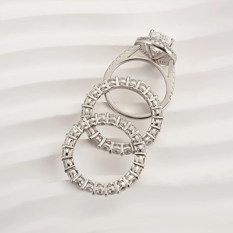Juego de 3 diamantes talla pera de 3,0 ct - Doble oro