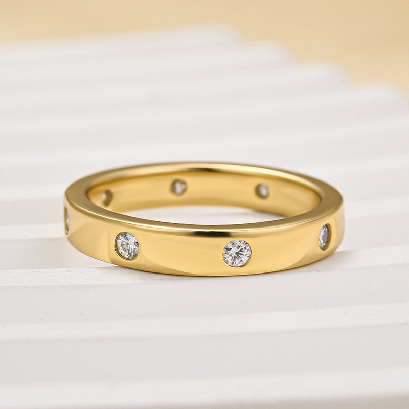 0.4Ct Moissanite Gold Wedding Band - 3.5mm Wide