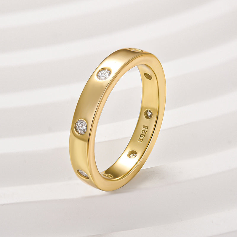 0.4Ct Moissanite Gold Wedding Band - 3.5mm Wide