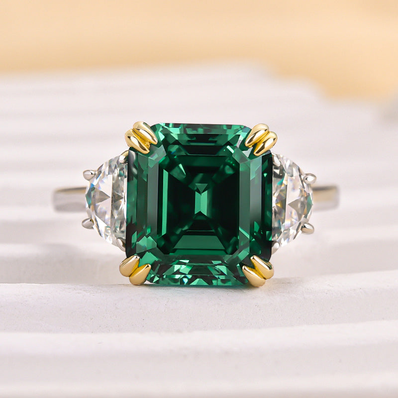 4.5Ct Asscher Cut Paraiba Tourmaline Two-Tone Ring