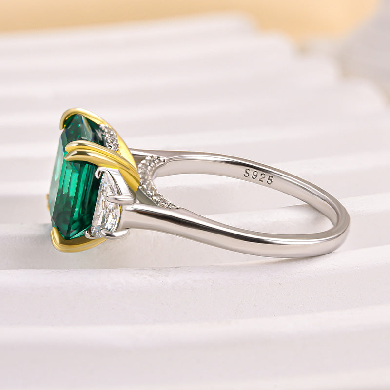 4.5Ct Asscher Cut Paraiba Tourmaline Two-Tone Ring