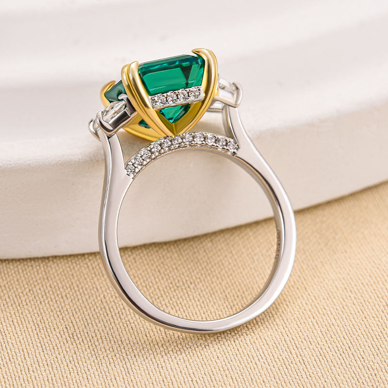 4.5Ct Asscher Cut Paraiba Tourmaline Two-Tone Ring