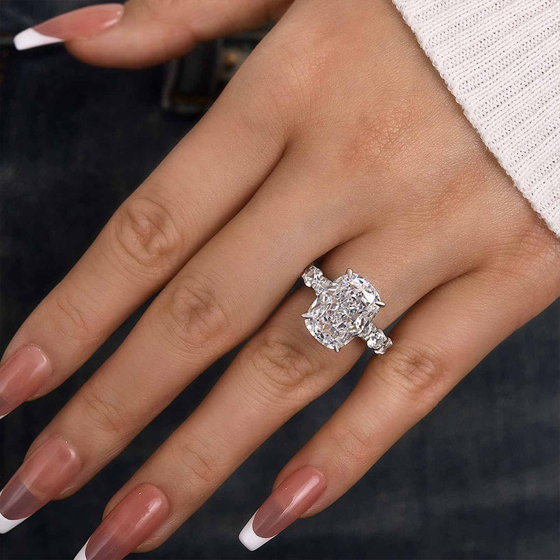 9.0 Carat Cushion-Cut Simulated Diamond Engagement Ring
