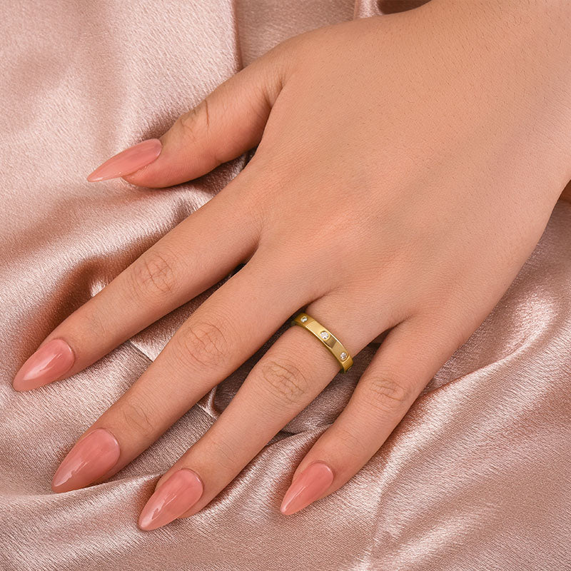 0.4Ct Moissanite Gold Wedding Band - 3.5mm Wide
