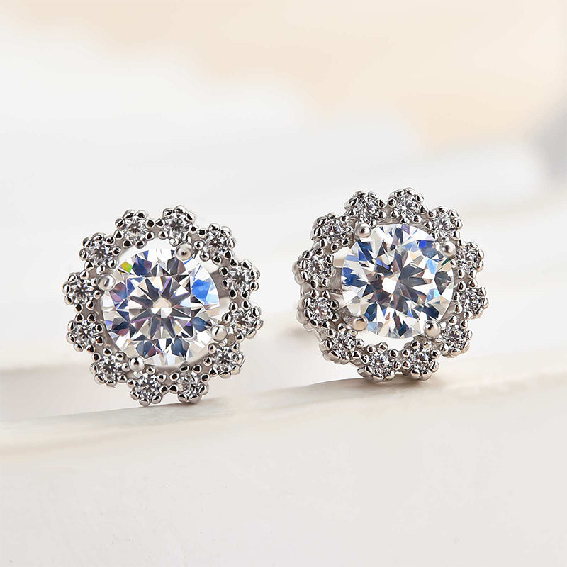 1.0 Carat Round Moissanite Diamond Eternity Earrings
