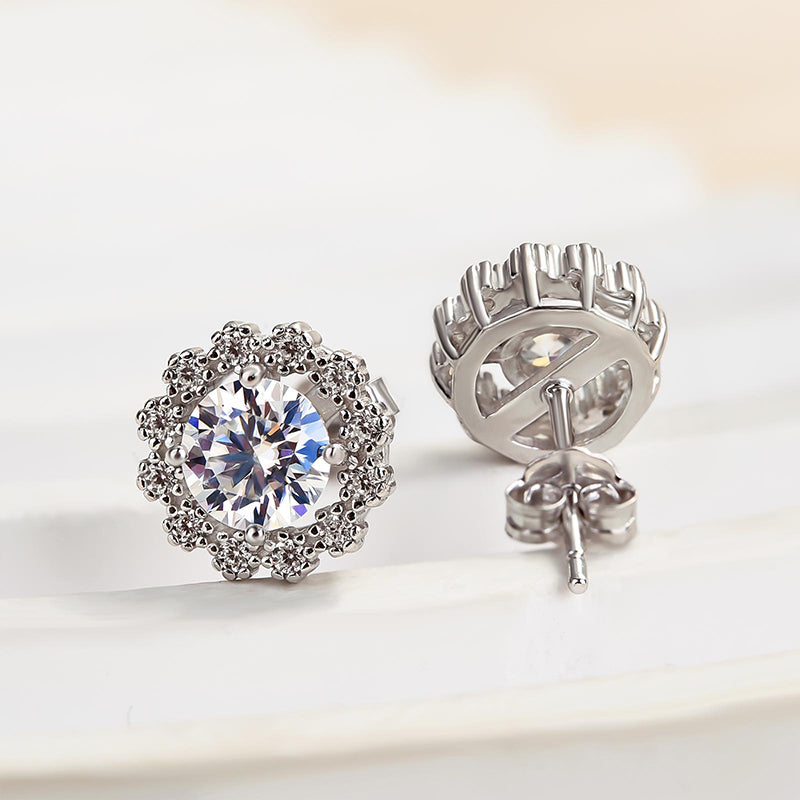 1.0 Carat Round Moissanite Diamond Eternity Earrings