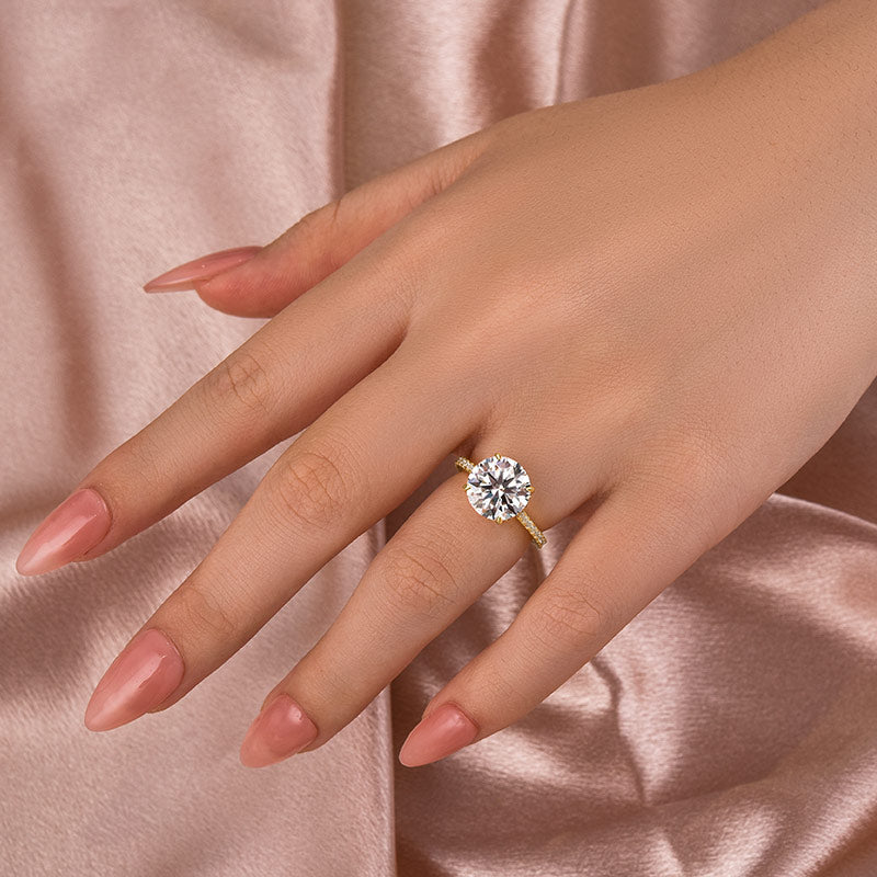 4 Carat Round Moissanite Engagement Ring Sterling Silver