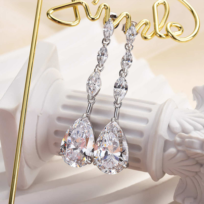 Luxury Pear-Cut Simulated Diamond Drop Earrings