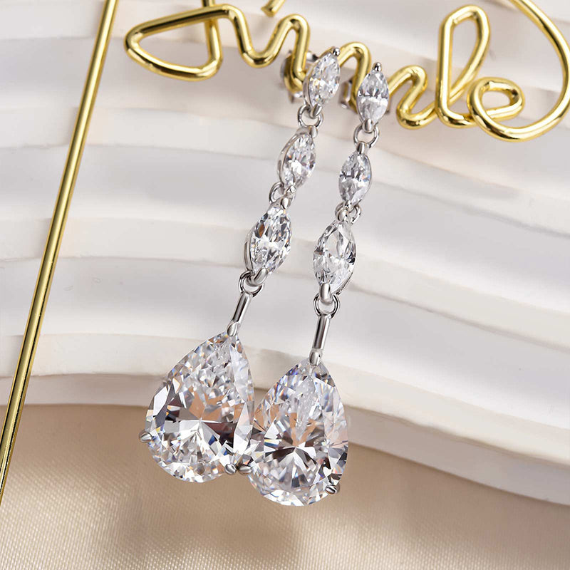 Luxury Pear-Cut Simulated Diamond Drop Earrings