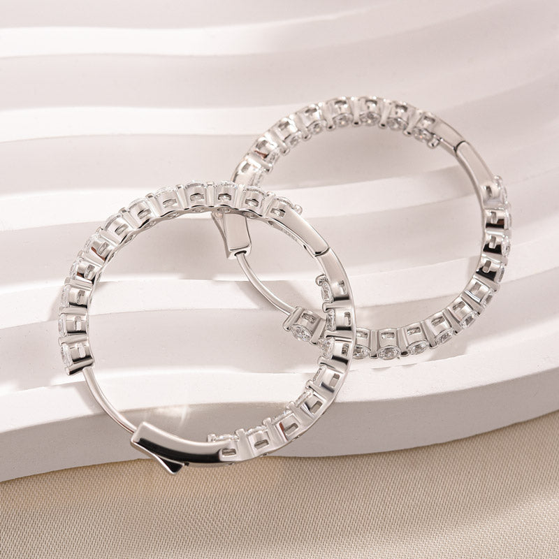 Round Simulated Diamond Earrings in Sterling Silver