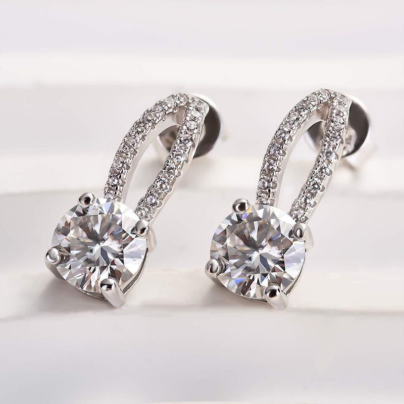 Luxury 18K Gold Moissanite Earrings, Sterling Silver