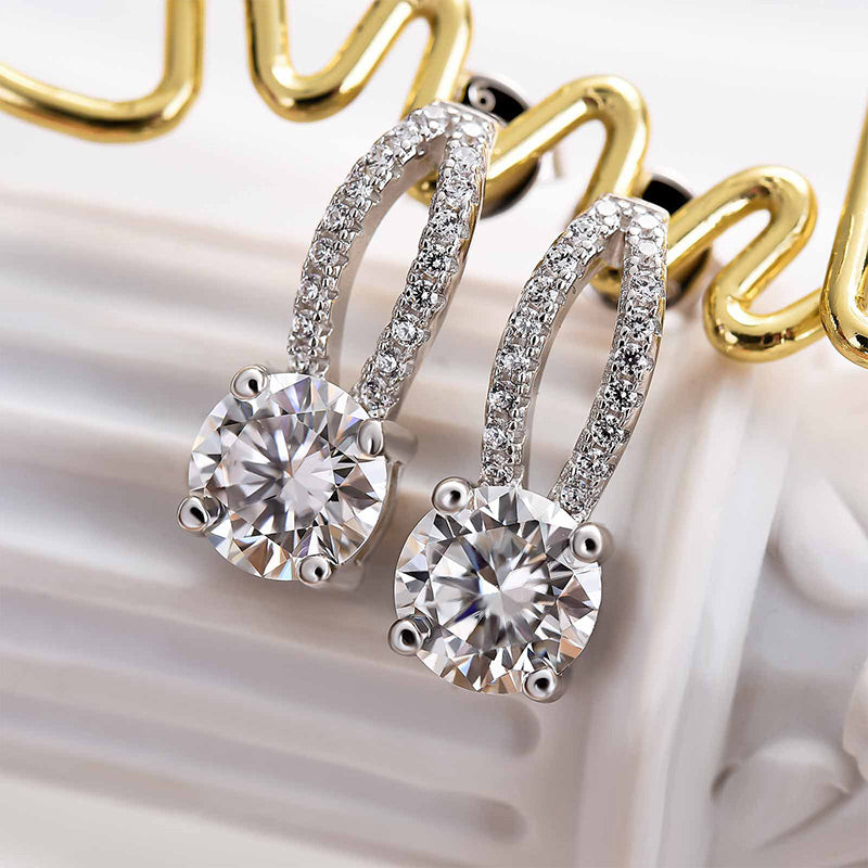 Luxury 18K Gold Moissanite Earrings, Sterling Silver