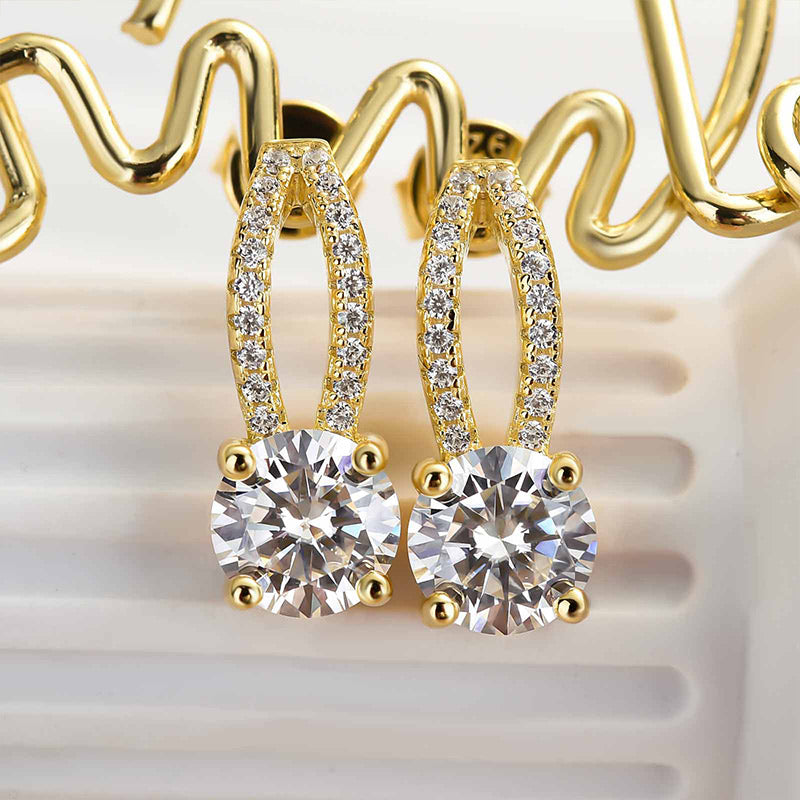 Luxury 18K Gold Moissanite Earrings, Sterling Silver