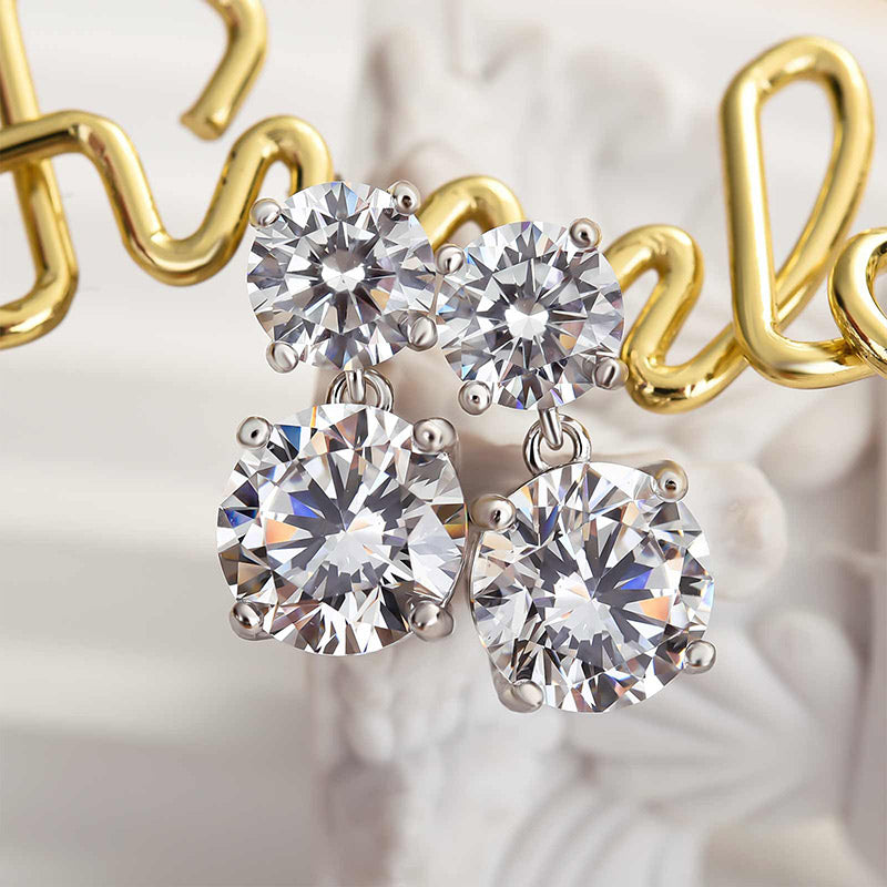 Luxury Round Simulated Diamond Drop Earrings