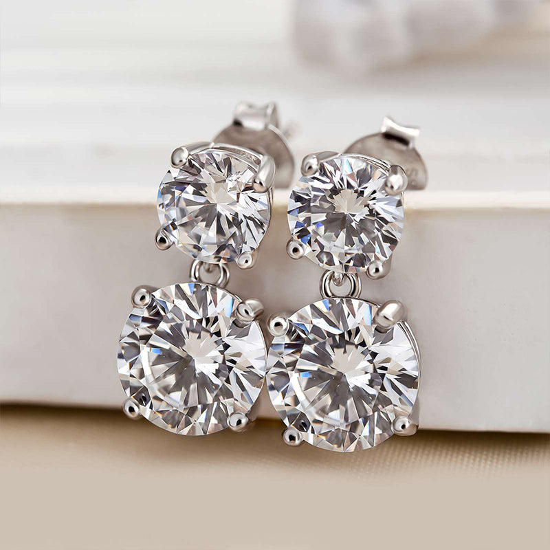 Luxury Round Simulated Diamond Drop Earrings