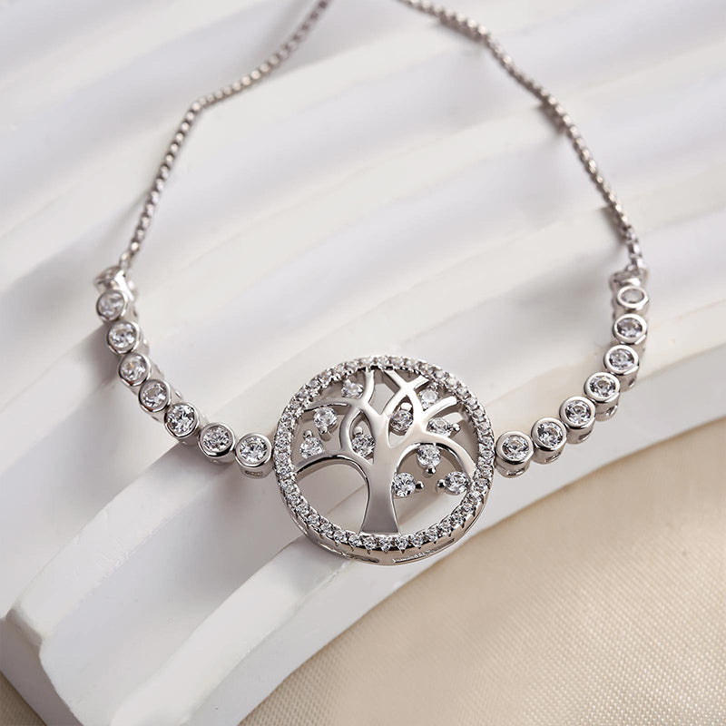 Adjustable Simulated Diamond Bracelet in White Gold